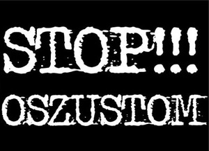 Na czarnym tle napis: stop!!! oszustom